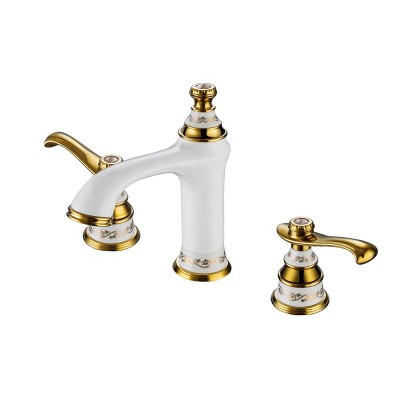 antique white high quality basin sink 3 hole bathroom faucet