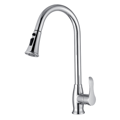 Swan Neck Arc Chrome Plating Hot And Cold Water Brass Kitchen Sink Faucet